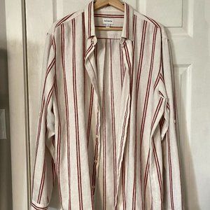 - Frank & Oak - Red Striped Cotton Flannel -